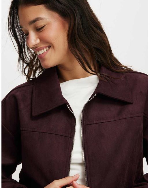 Cotton On Brown Sophie Faux Suede Bomber