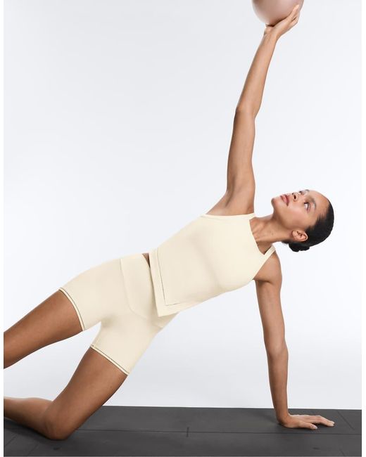Oysho Natural Comfortlux Halter Neck Hemstitch Tank Top