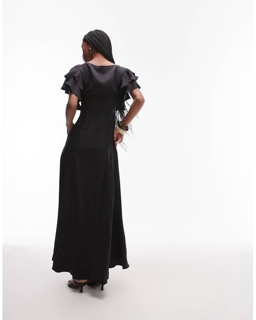 & Other Stories White Maxi Dress With Ruffle Sleeves And Open Back