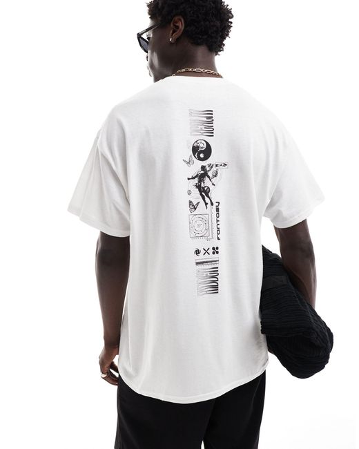 Camiseta blanca extragrande con estampado cósmico en el centro ASOS de hombre de color White