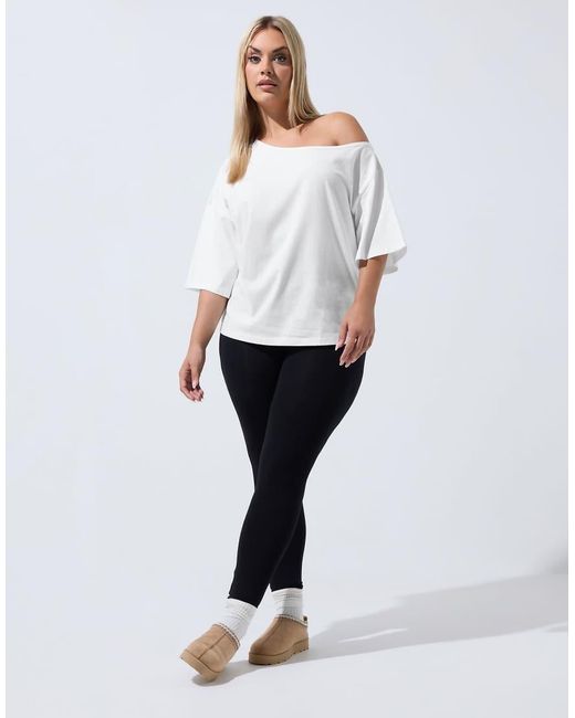 Yours Clothing White Off Shoulder Cotton T-Shirt
