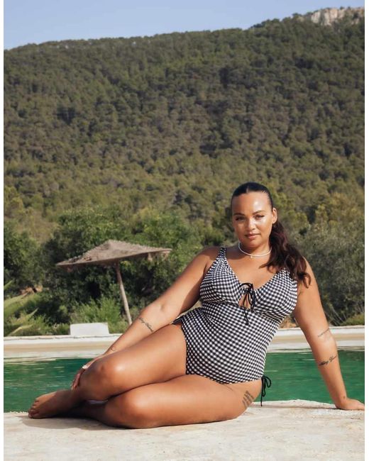 Curvy Kate Black Holiday Gingham Non Wired Swimsuit