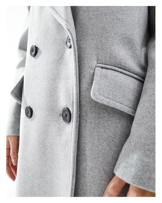 Manteau long en laine - en laine avec détail aux épaules Bershka en coloris Gray