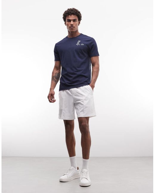 Lacoste Blue Tennis Performance Technical Graphic Logo Jersey With Back Print for men