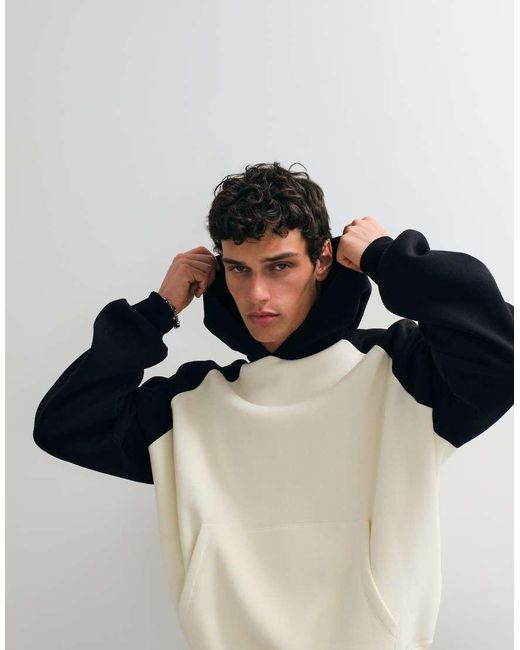 ASOS Blue Extreme Oversized Raglan Hood With Contrast Sleeve for men