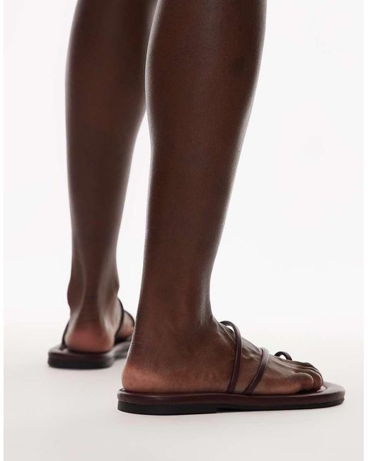 TOPSHOP Brown Jasper Minimal Sandals