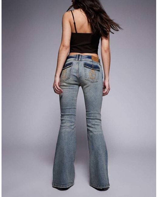 Juicy Couture Gray Diamante Logo Flare Jeans