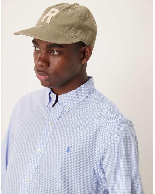 Polo Ralph Lauren Blue Icon Logo Slim Fit Houndstooth Print Stretch Poplin Shirt for men