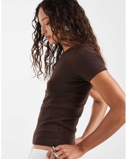 JJXX Brown Fitted Pointelle Top