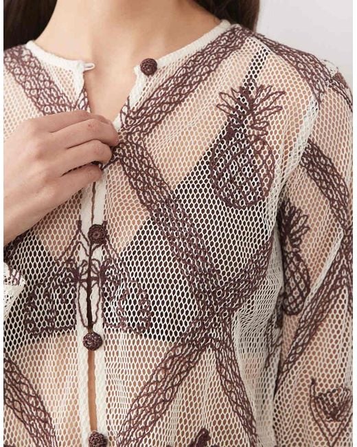 River Island Brown Crochet Motif Cardigan Co-ord