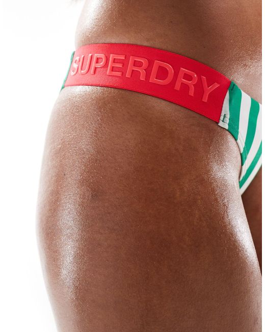 Superdry Red Striped Cheeky Bikini Bottoms