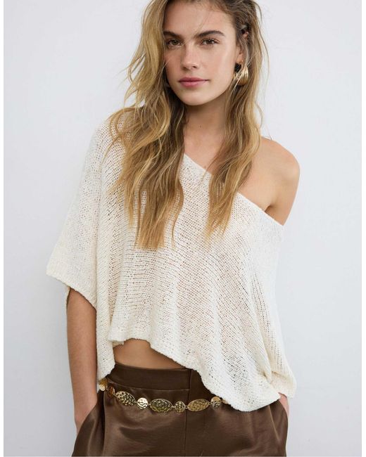 Stradivarius Natural – basic – cape-strickpullover