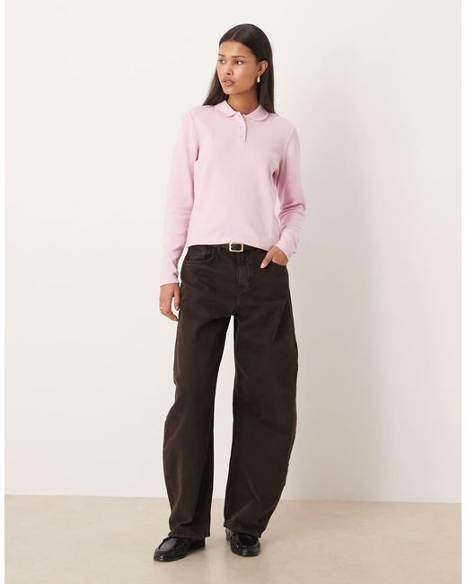JJXX Pink Long Sleeve Polo Top