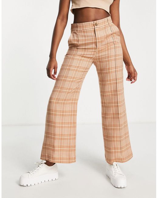 & other stories wide leg trousers in green check