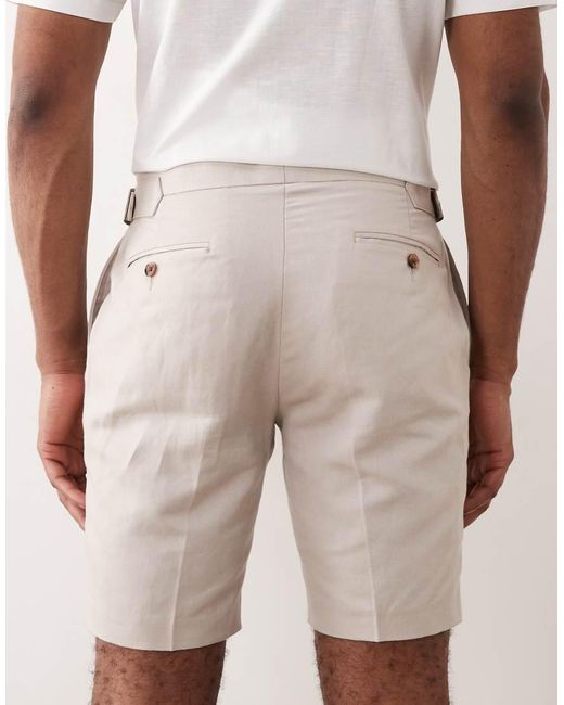 ASOS Natural Tailored Linen Rich Slim Shorts for men