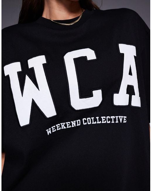 ASOS Blue Weekend Collective Icon Oversized T-shirt With Embroidered Wca Graphic