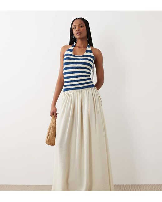 ASOS Blue Asos Design Tall Tie Waist Soft Crinkle Maxi Skirt
