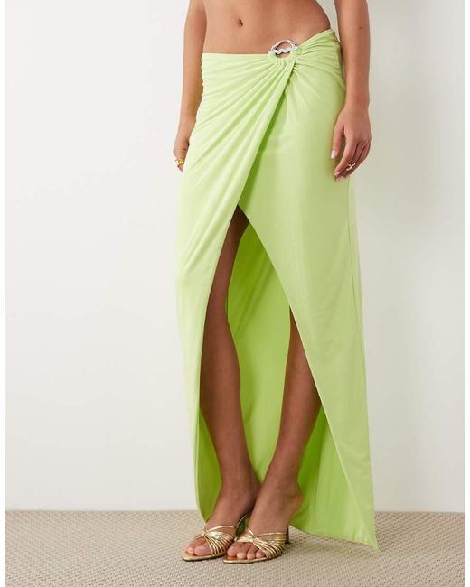 ASOS Green Drape Co-ord Wrap Skirt With Hardware Detail