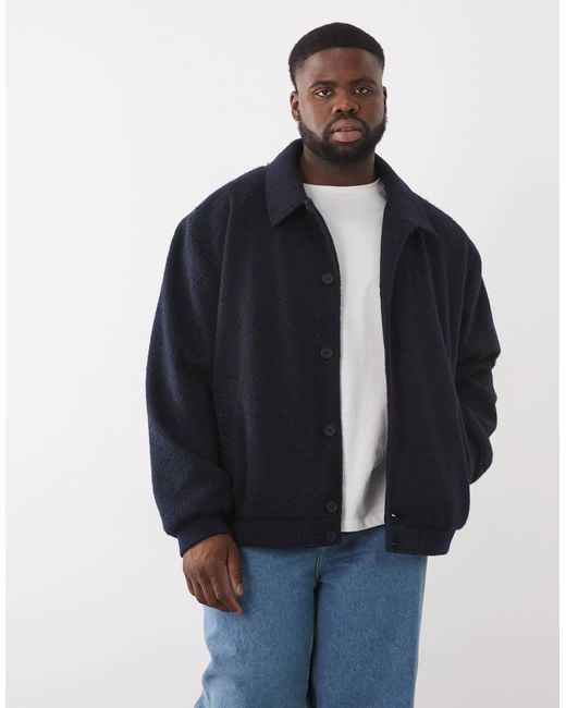 ASOS Blue Wool Look Bomber Jacket for men