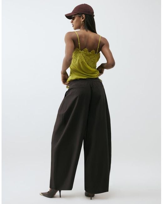 River Island White Poplin Barrel Leg Trousers
