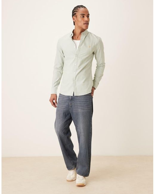 Farah Natural Brewer Long Sleeve Logo Shirt for men