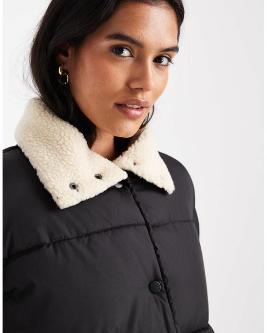 ONLY Black Borg Collar Detail Padded Jacket