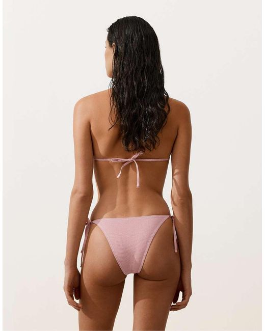 Oysho Red Stripe Triangle Bikini Top