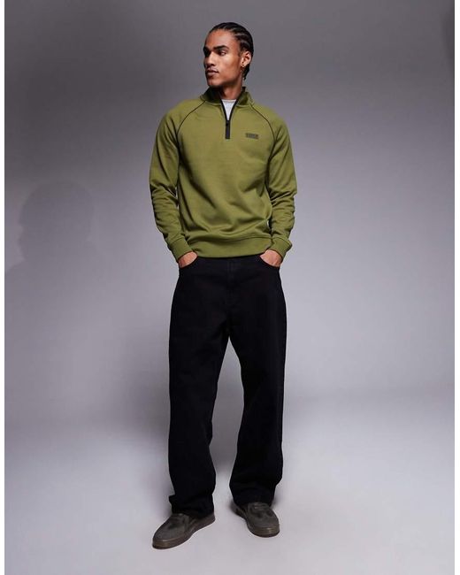 Barbour Green Markford Half Zip Logo Sweatshirt for men