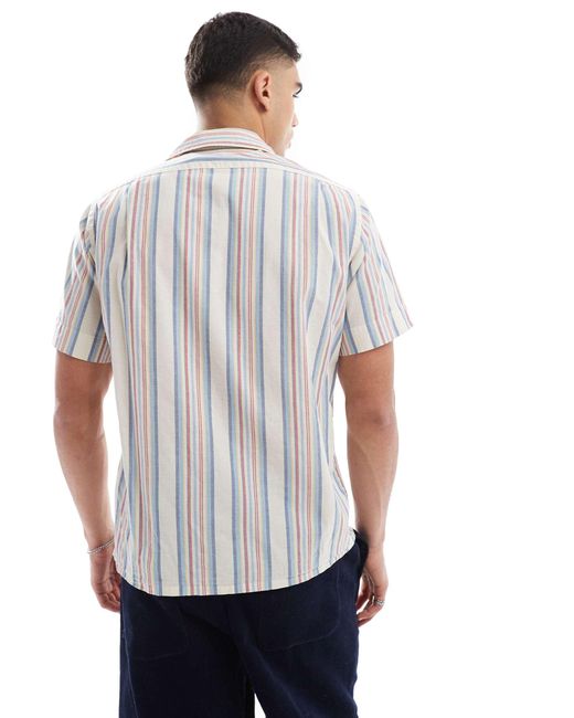 Chemise oversize classique en chambray à manches courtes, logo emblématique et rayures multicolores - /rose Polo Ralph Lauren pour homme en coloris White