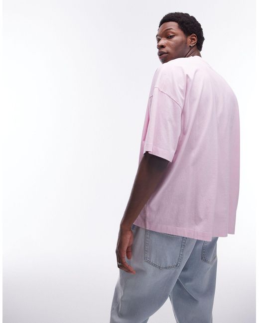 Topman Pink Extreme Oversized Fit T-shirt With Sun Embroidery for men