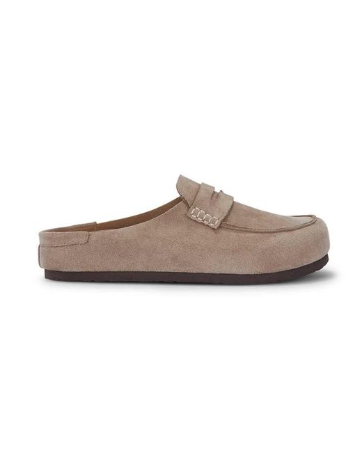 SEQWL White Flat Backless Loafer Clogs Slip On Mule Shoes