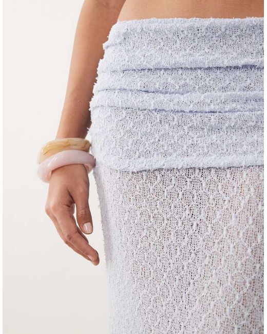 Noughts & Kisses Blue Ruched Waist Knit Maxi Skirt