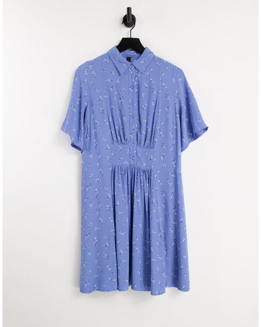 Y.a.s - robe chemise courte à imprimé floral et manches kimono - bleu Y.A.S en coloris Blue