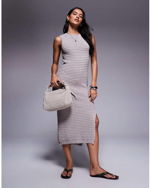 River Island Purple Crochet Midi Dress
