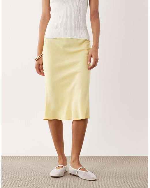 ASOS Natural Linen Blend 90s Slip Skirt