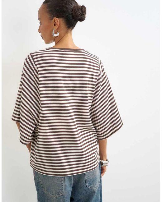 TOPSHOP White Stripe Batwing T-shirt