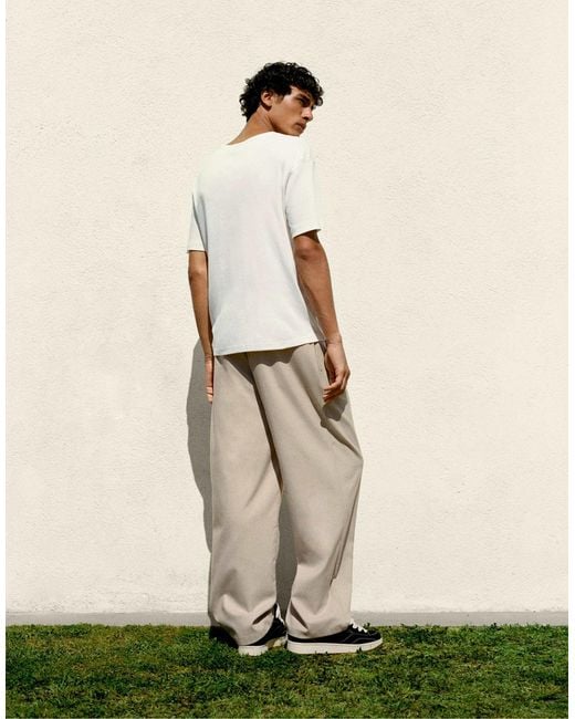 Pull&Bear – basic-t-shirt in Natural für Herren