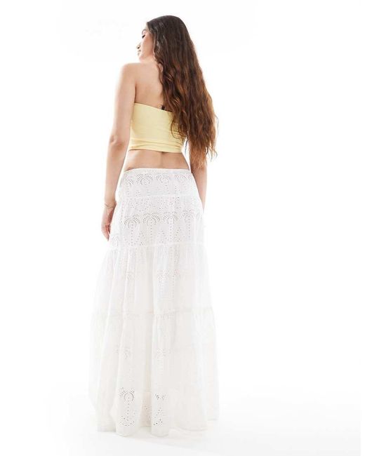 South Beach White Broderie Maxi Skirt