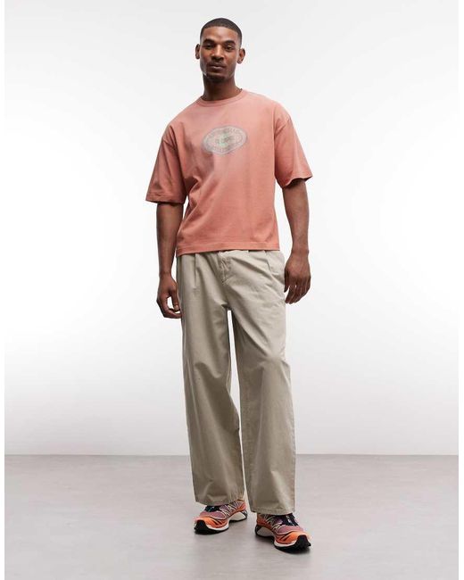 ASOS Pink Heavyweight Boxy Oversized T-Shirt With Text Graphic for men