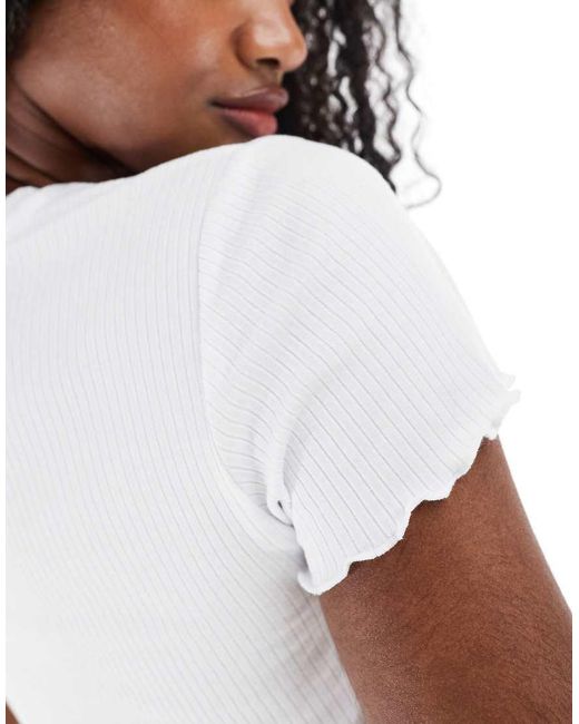 Pieces White Lettuce Edge T-shirt