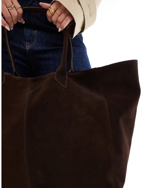 ASOS Blue Premium Suede Bonded Tote Bag