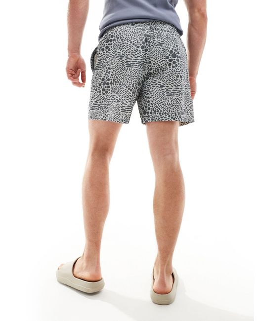 Pull&Bear Gray Monochrome Printed Swim Shorts for men