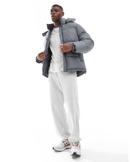 ASOS Pufferjack Met Afneembare Capuchon in het Gray voor heren