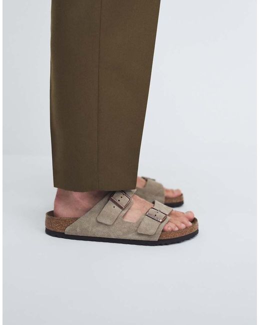 Birkenstock White Arizona Regular Fit Suede Sandals
