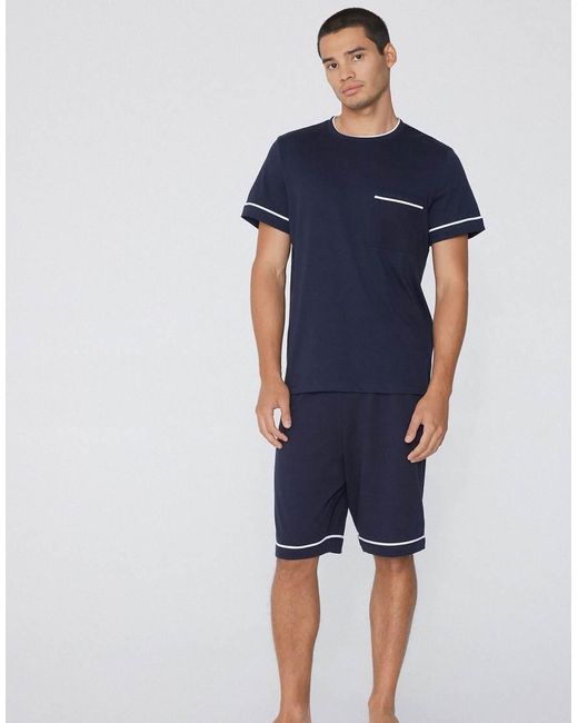 Tezenis Blue Short Pyjamas With Pocket for men
