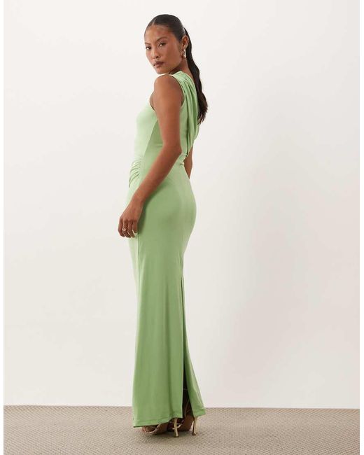 Forever New Green Slinky One Shoulder Hardware Detail Maxi Dress
