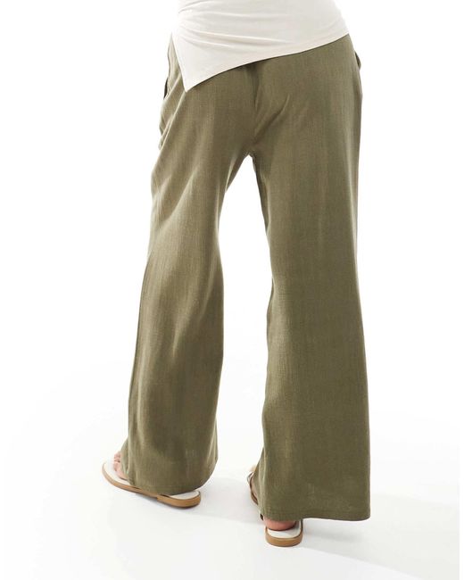 Pantalon large en lin mélangé avec cordon Miss Selfridge en coloris Metallic