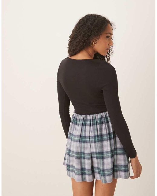 ASOS Natural Square Neck Long Sleeve Hybrid Mini Dress