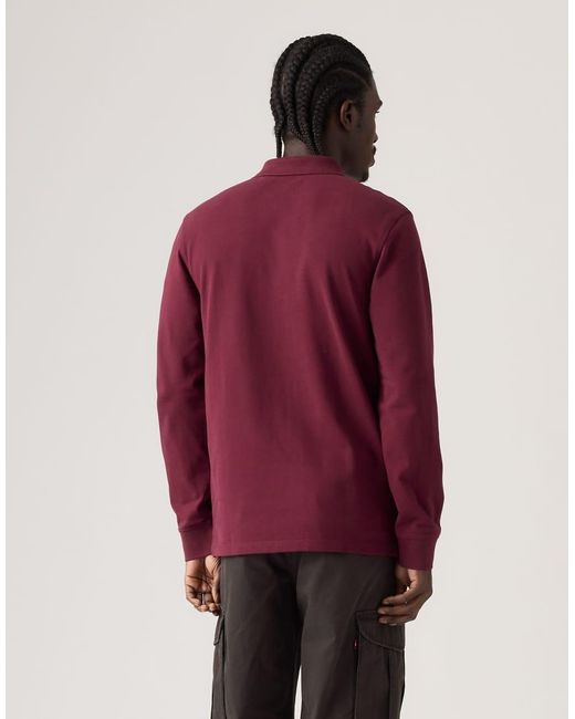 Levi's Red Long-Sleeve Housemark Polo Shirt for men