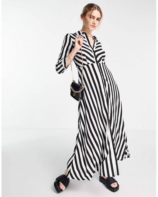 Y.A.S White Y.a.s – maxi-hemdkleid mit plakativem streifenmuster